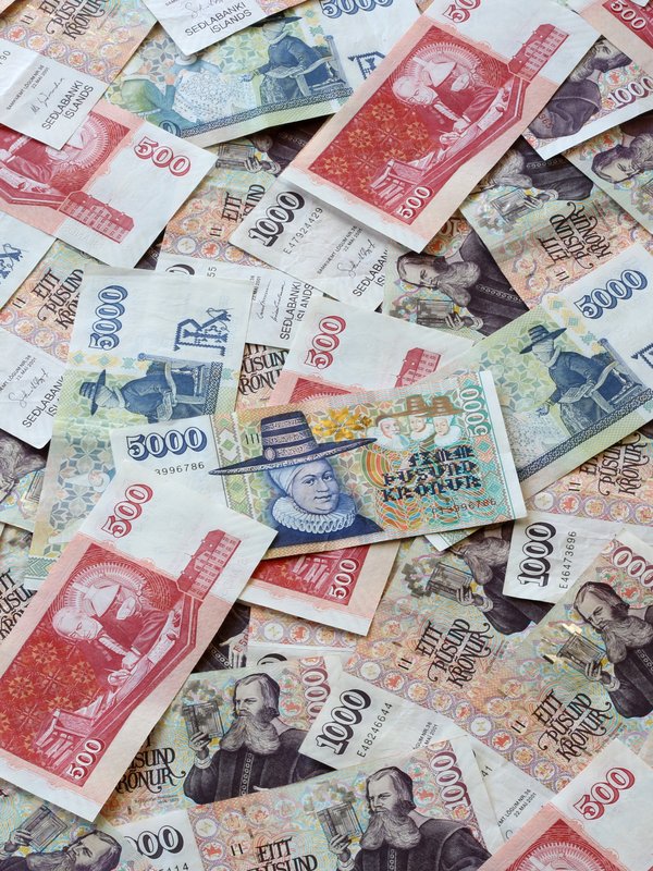 Seðlar, krónur, peningar